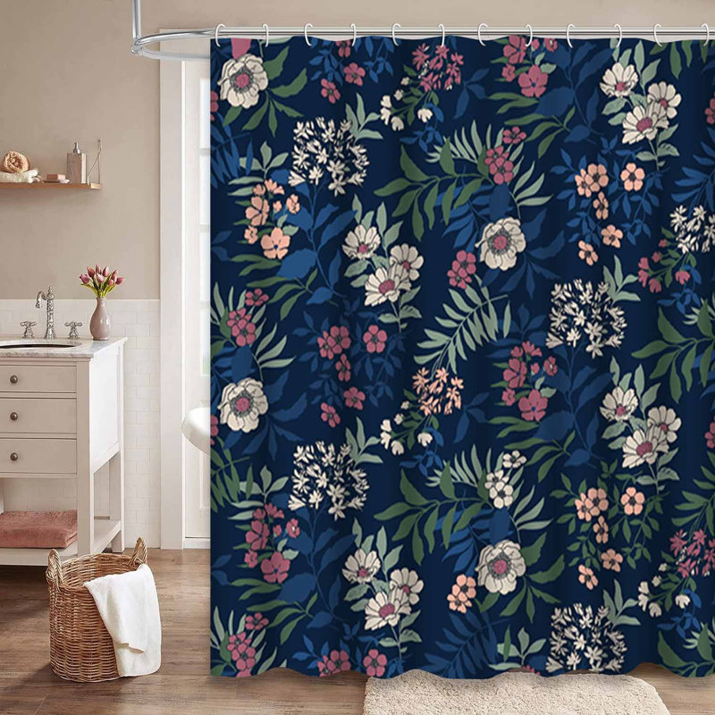Rideau de douche imperméable à motif floral tropical avec 12 crochets, L 72 po x l 72 po