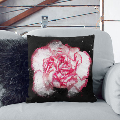 Carnation Flower Paint Splash Cushion with Filling