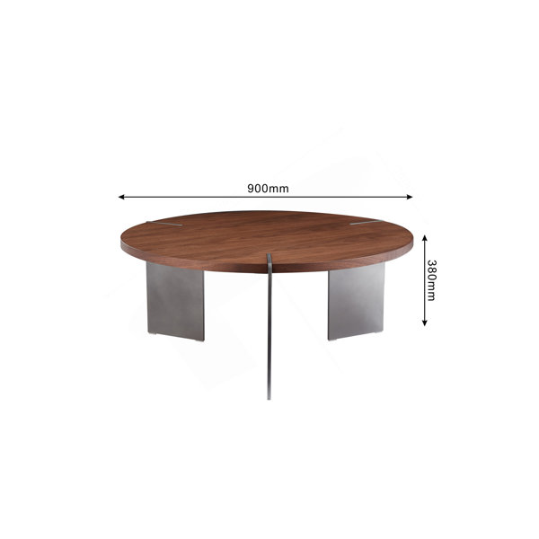 Latitude Run® Round Coffee Table Black Oak Wood Surface And Black Metel ...