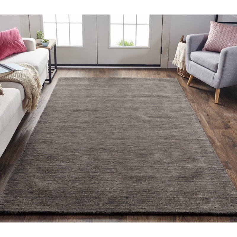 Tiphonnet Handmade Tufted Wool Grey Area Rug, Rectangle 9 pi 6 po x 13 pi 6 po