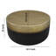 Hygerta Coffee Table, 34.5 Inch Round Drum Shape, Black, Gold Antique Brass Ombre