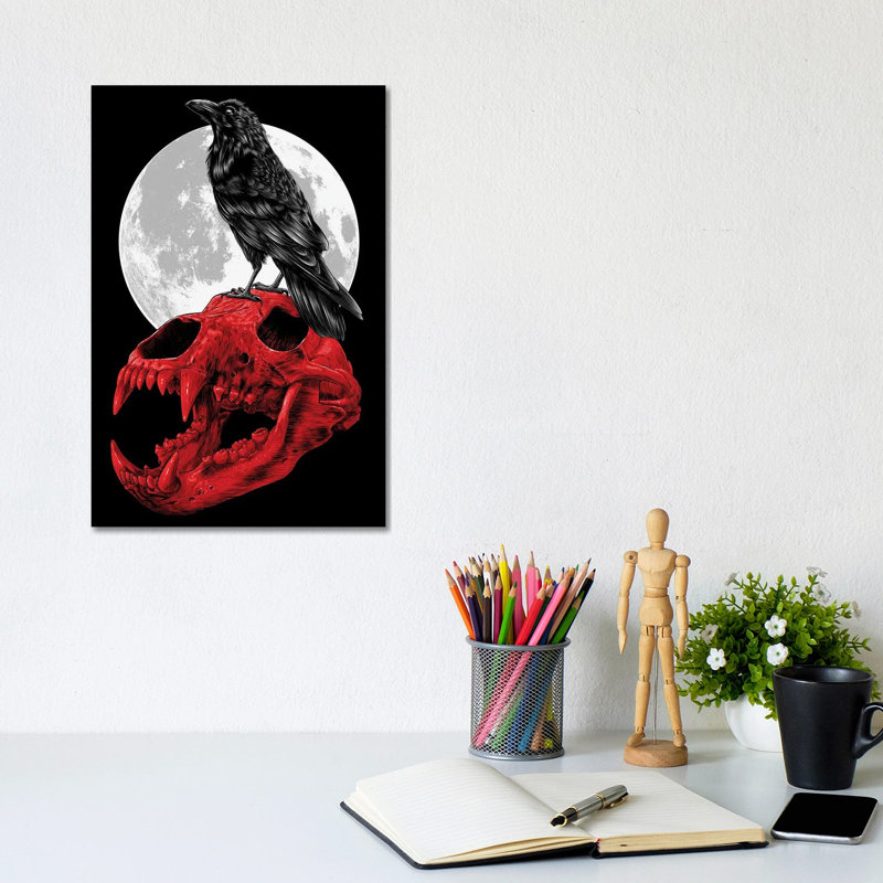 Skull Raven Blood 1 Piece Wrapped Canvas Wall Art, 30.48cm H x 20.32cm W