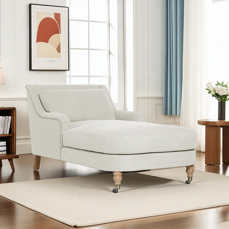 Chaise longue élégante paresseuse rétro, Blanc cassé