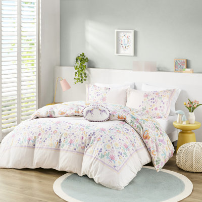 Housse de couette réversible en coton pour un décor de chambre à coucher joyeux Literie multicolore avec détails d'animaux de la jungle