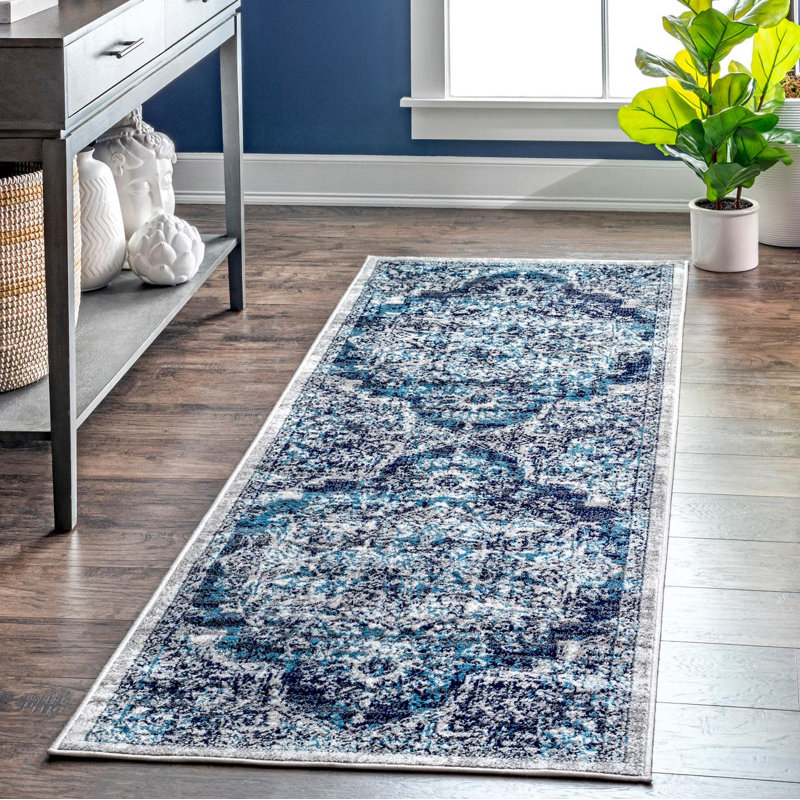 Doron Oriental Blue Area Rug, Runner 2'6" x 12'
