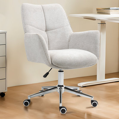 Soft Chenille Office Chair Adjustable Height Task Chair Swivel Desk Chair