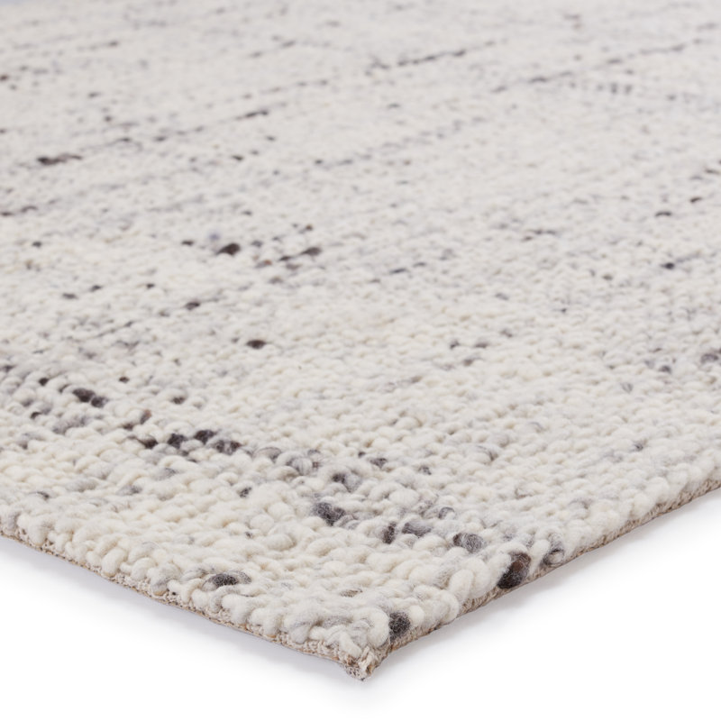 Wool Abstract Area Rug in Ivory/Gray, Rectangle 8' x 10'