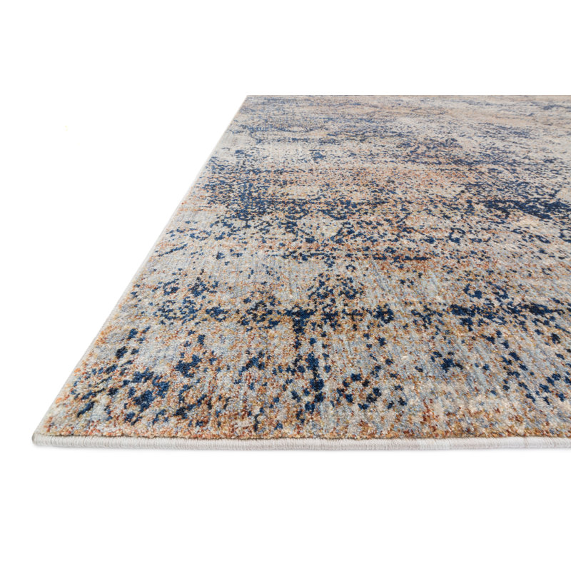 Tapis à motif oriental bleu / brun Postale, Rectangle 2 pi 7 po x 4 pi