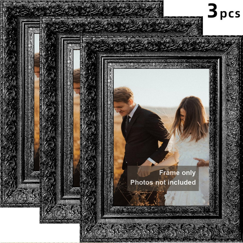 Cadre photo noir traditionnel 3 pièces 8 po x 10 po avec tablettes