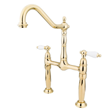 Victorian Vessel Sink Bathroom Faucet, Polished Brass