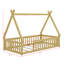 Lit simple en bois en forme de tente avec garde-corps-1133661437