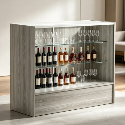 48" W X 18" D X 38" H - Black Reatil Display Case, Full Vision Display Case With Led Llights