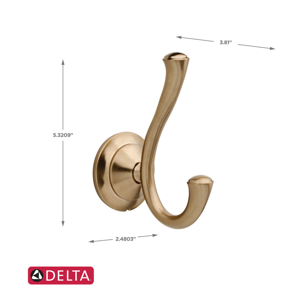 Linden™ Double Towel Hook, Brilliance Champagne Bronze