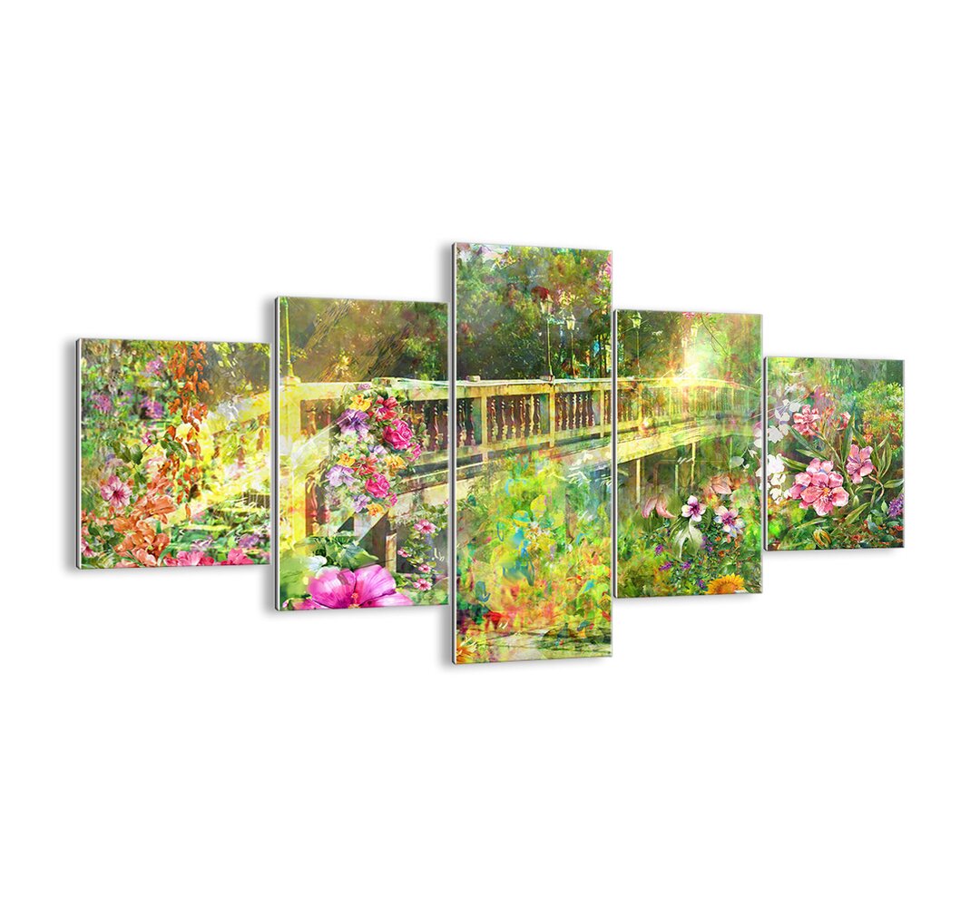 5-tlg. Glasbilder-Set - Grafikdruck „The bridge of spring sighs”