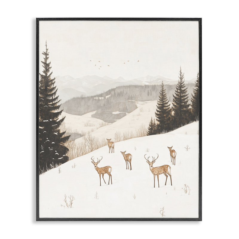 Givrée encadrée, vue par un chevreuil d'hiver, conception par Arlington Prints, H 14 po x l 11 po