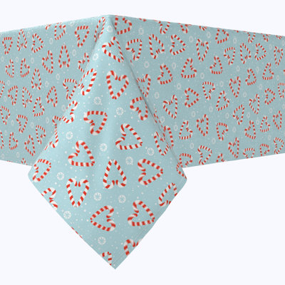 Fabric Textile Products, Inc. Square Tablecloth, 100% Cotton, Candy Cane Hearts