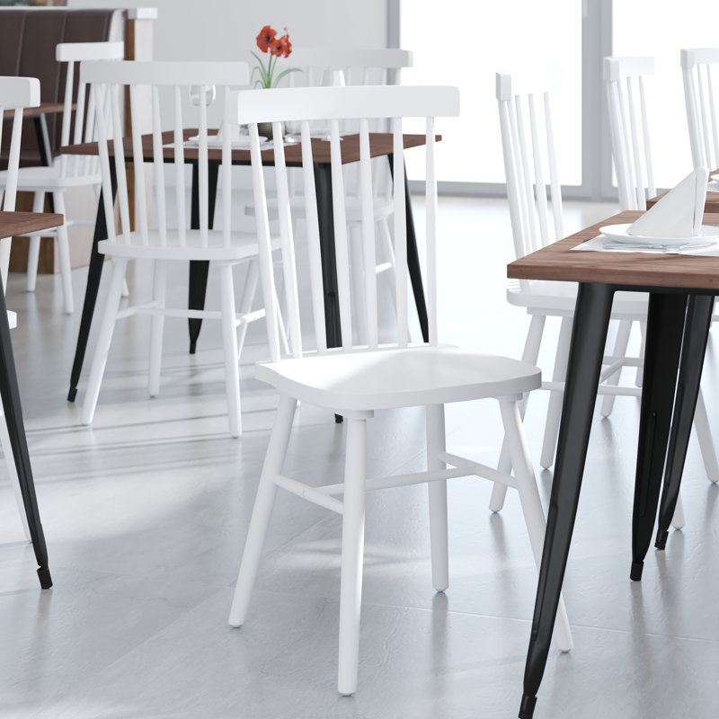 Elegant Windsor White Slat Wood Side Chair