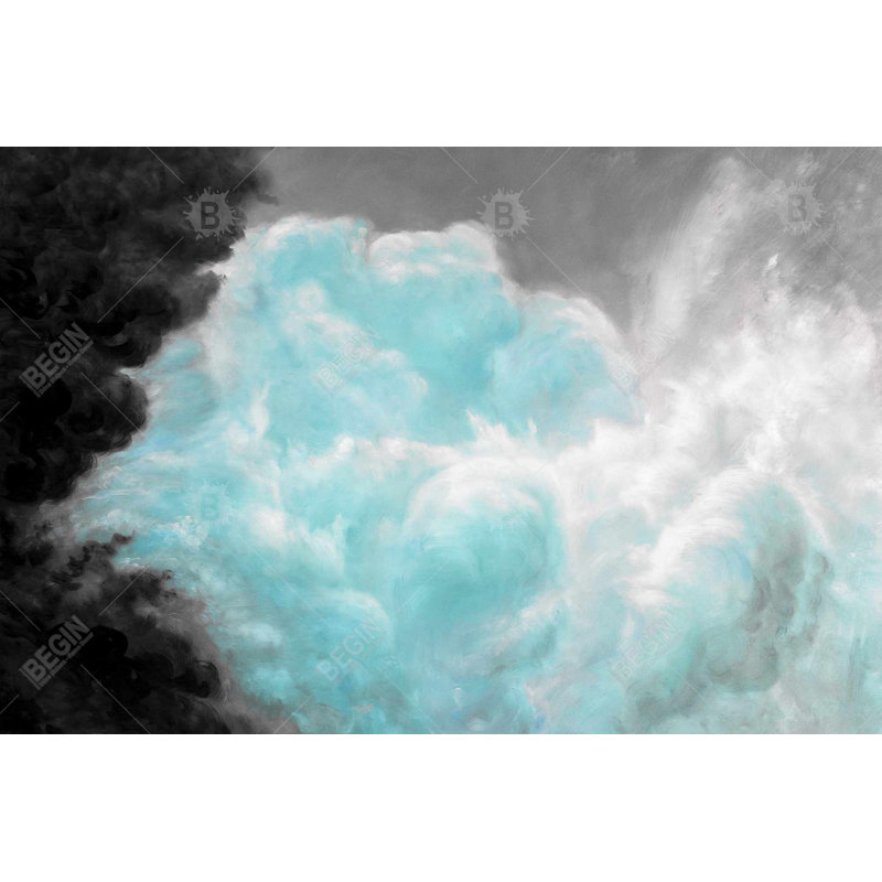 Turquoise Clouds - Toile encadrée contemporaine pour le décor de la chambre à coucher