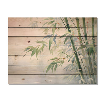 Bamboo Romantic Dream II - imprimé floral sur bois de pin naturel