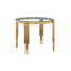 Table de salle à manger 38,6 po, plateau de table en verre trempé et pieds dorés polis, table de style moderne pour la maison et la cuisine.