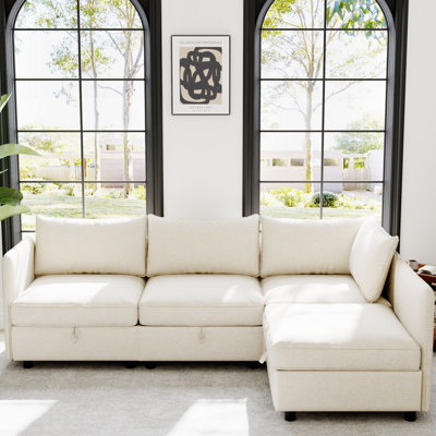 Modular Sectional Sofa, Convertible Sofa Seat With Storage, Sleeper Sectional Sofa Set, Fabric Flexible Modular Combinations For Living Room