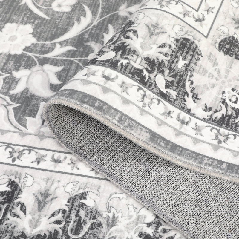 10'x13' Vintage Distressed Large Rug, Low Pile Non-Slip Stain Resistant Carpet for Living Room, Gray, Rectangle 10' x 13'