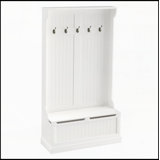 3-In-1 Entryway Hall Tree with Storage Bench, Coat Rack with Four Hooks and Shoe Storage