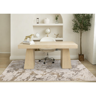 Dharamvir Abstract Cream Beige Grey Dense Area Rug