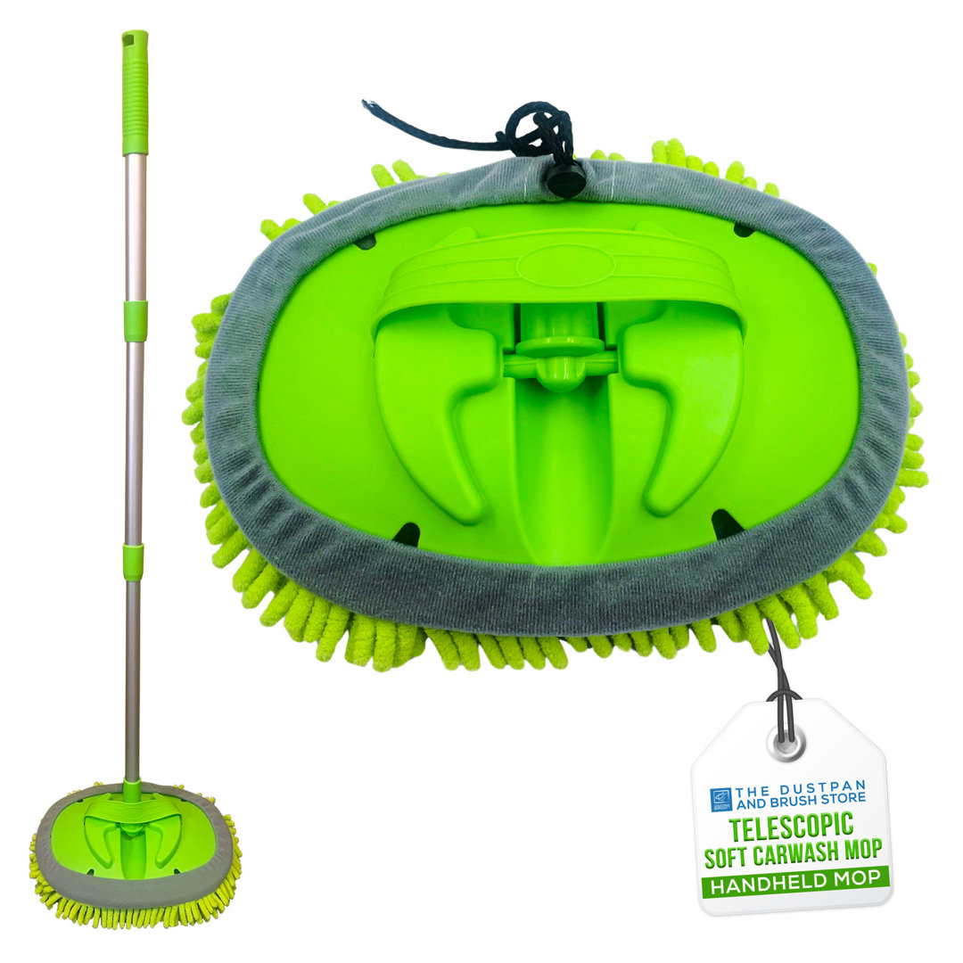 Telescopic Chenille Car Wash Mop 2-in-1 Detachable Microfibre Mitten & Long Handle Brush