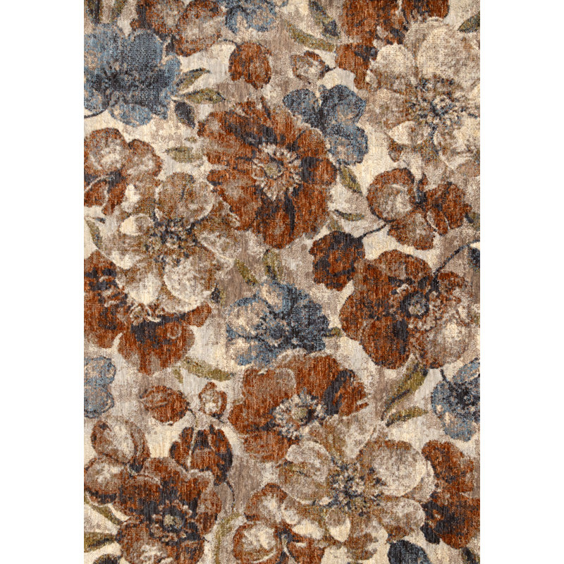 Tapis orange tissé à la machine Danese, 5 pi 3 po x 7 pi 7 po