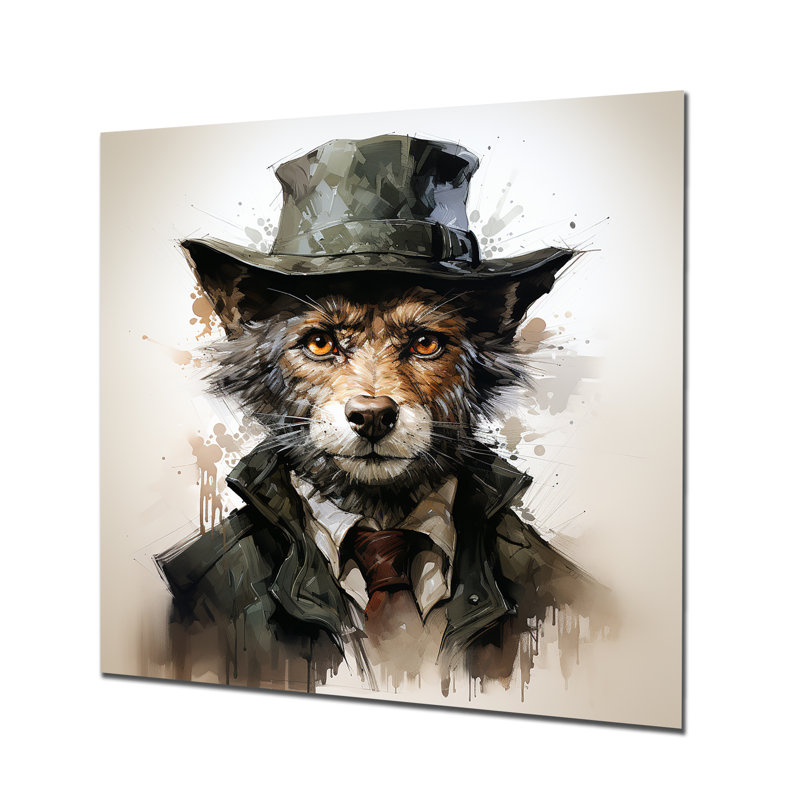 Art mural en métal noir loup mystérieux I, H 36 po x l 36 po x P 1,5 po