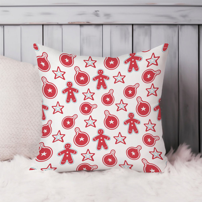 Holiday Christmas Presents & Ginger Bread Man Pattern I Modern, 16"H x 16"W