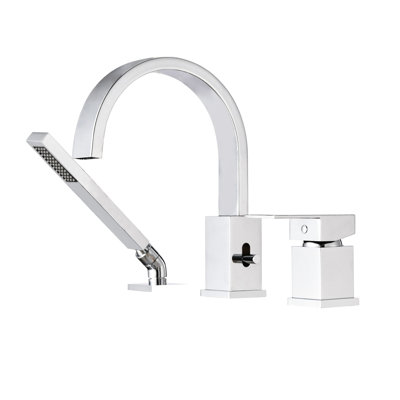 Robinet de baignoire romain de 3 pouces avec cascade - Poids : 4,45 kg (9,82 lb) et flexible de douche - Bec de baignoire en acier inoxydable avec poignée à levier.