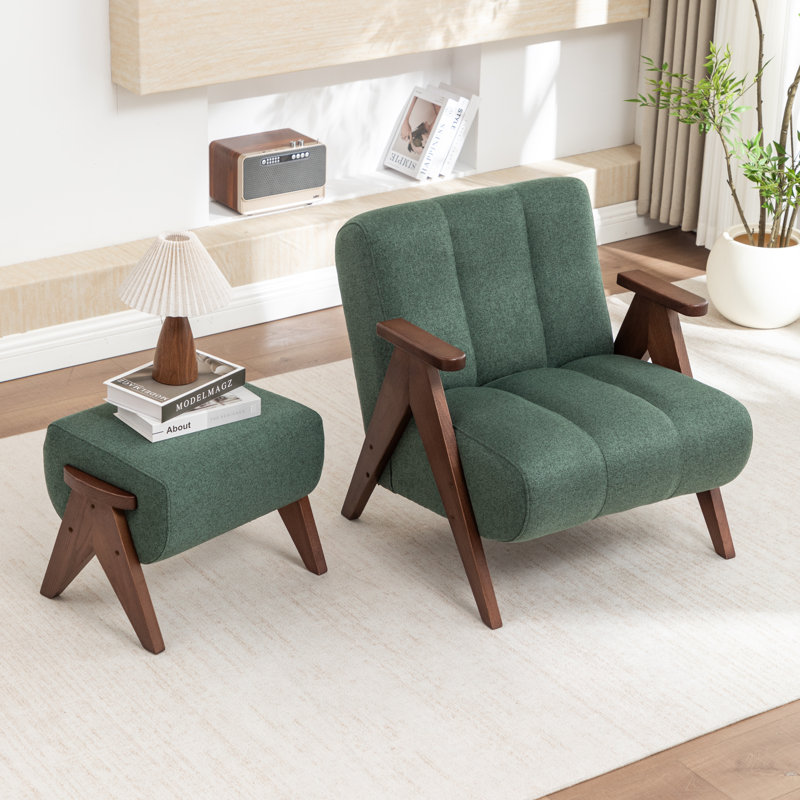 Fauteuil avec repose-pieds Chenice, Vert