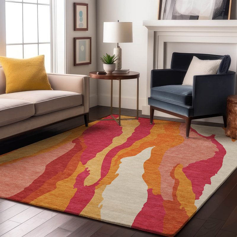 Premium Machine Washable Cossette AMF1047 Waves Rug, Rectangle 5 pi x 7 pi 6 po
