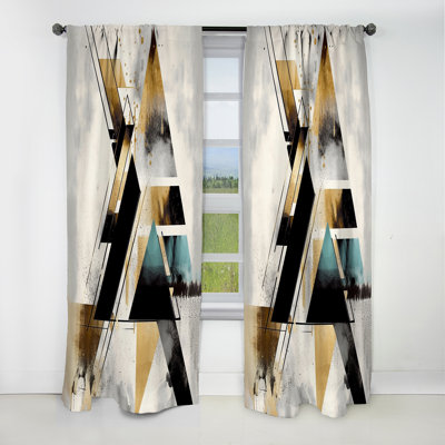 Fairhills - Abstract Curtain - Blackout Geometric Shapes Curtain - 1 Panels