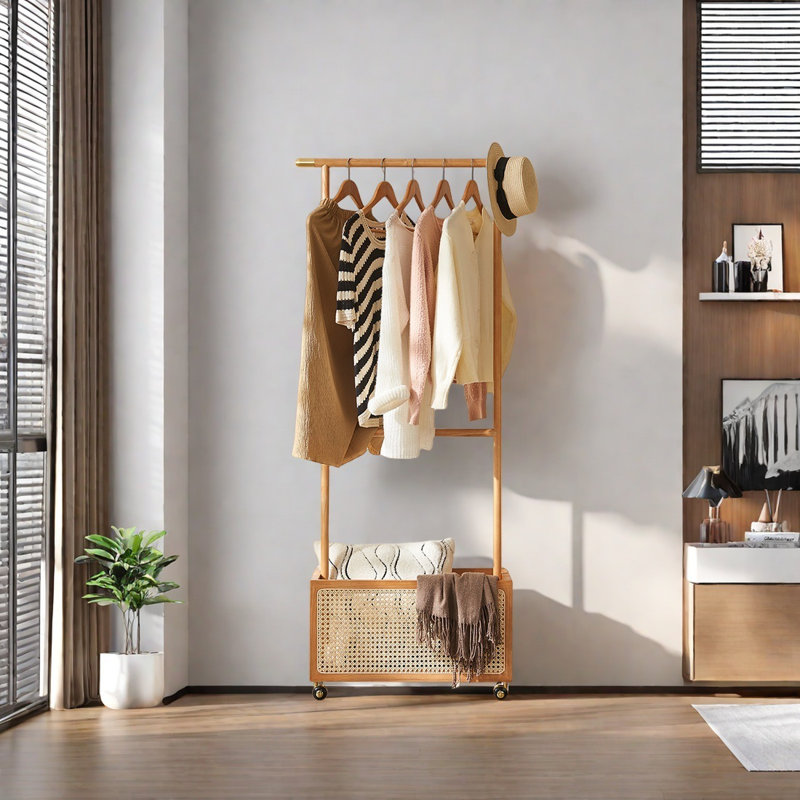 Imported Ash & Rattan Coat Rack  Design, Brown
