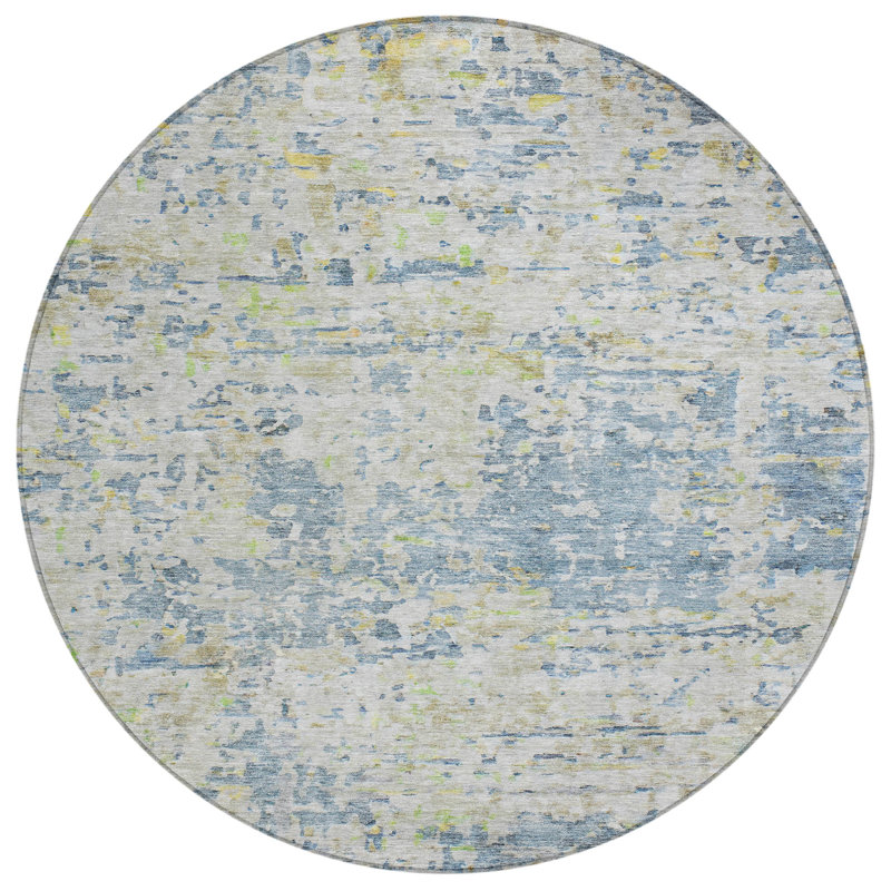 Suri Blue Washable Indoor-Outdoor Rug - , 8' x 8'