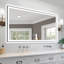 Miroir de salle de bain moderne sans cadre avec fonction de désembuage et lumière réglable-566337166-566337165-551068566
