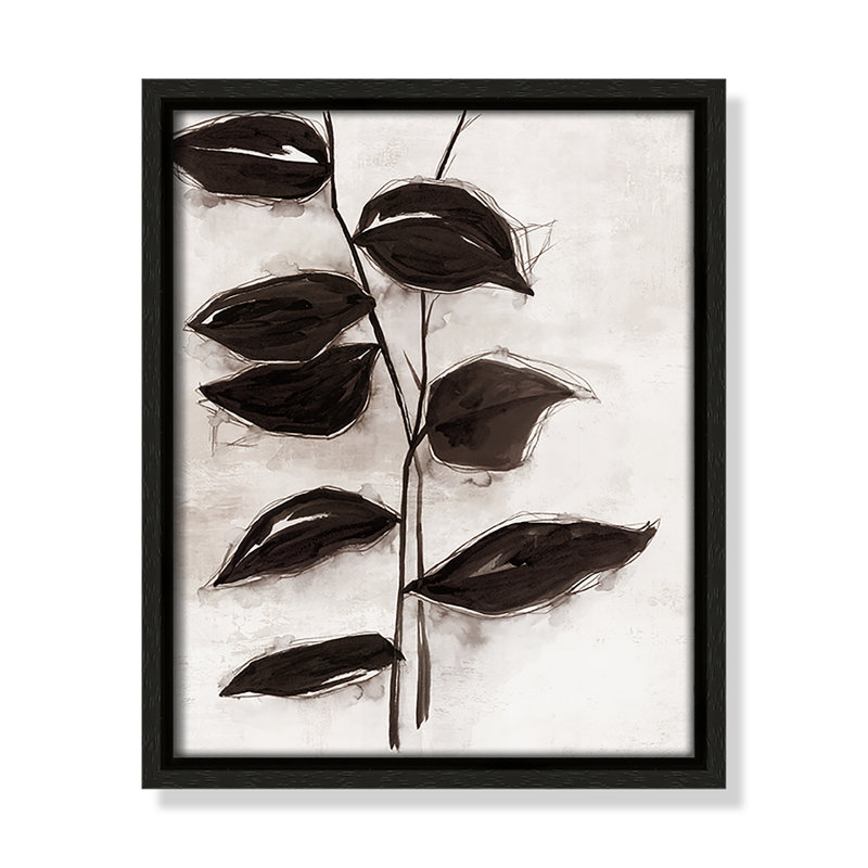 Feuilles I - Toile à cadre flottant, H 11,5 po x l 9,5 po x P 2 po, Cadre espresso