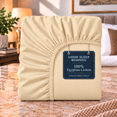 100% Egyptian Cotton 1000 Thread Count 16" Inch Deep Pocket California King Size Fitted Sheet, Ivory