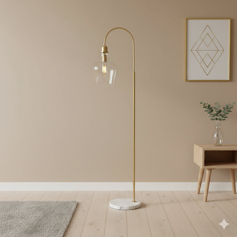 Arched Floor Lamp With Marble Base