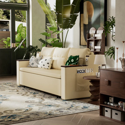 83'' 3-Seater Pull-Out Sleeper Sofa With Storage & Usb Port -- Arrtle Furniture