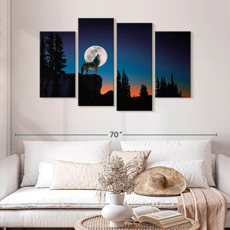Brampt Wolf Howling At Night, 32" H x 52" W