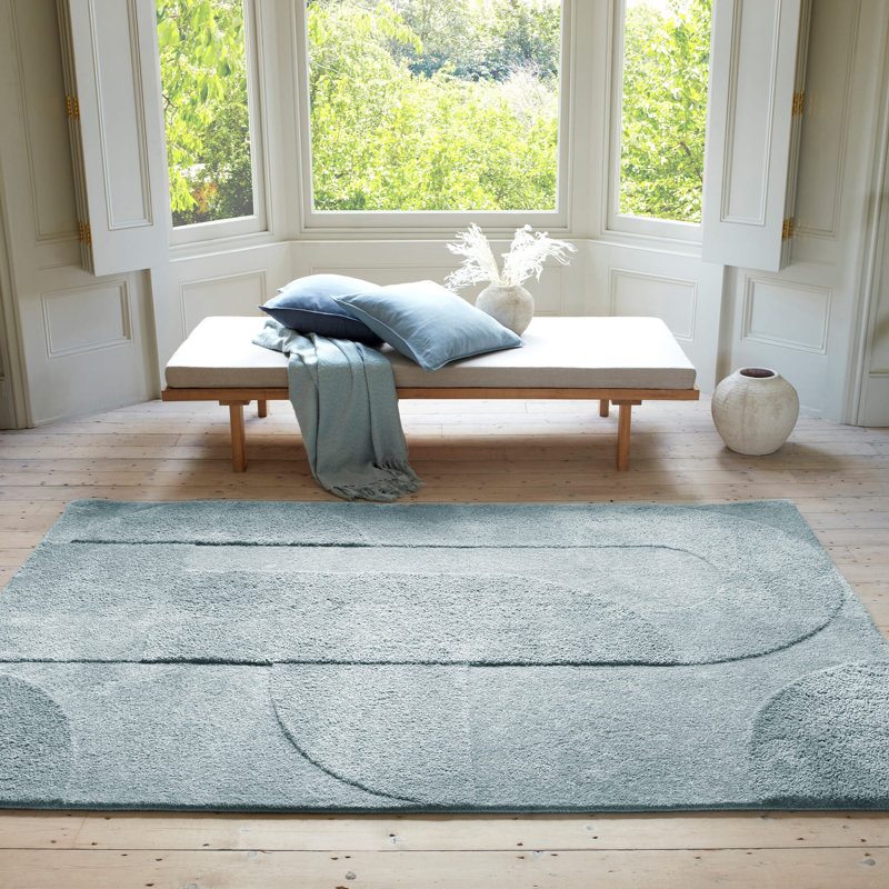 Bowery Cozy Geometric Tufted Blue Area Rug, Rectangle 160 x 230cm