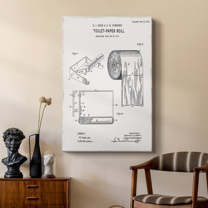 Papier hygiénique brevet I - galerie Cavas sur mesure, H 27 po x l 18 po