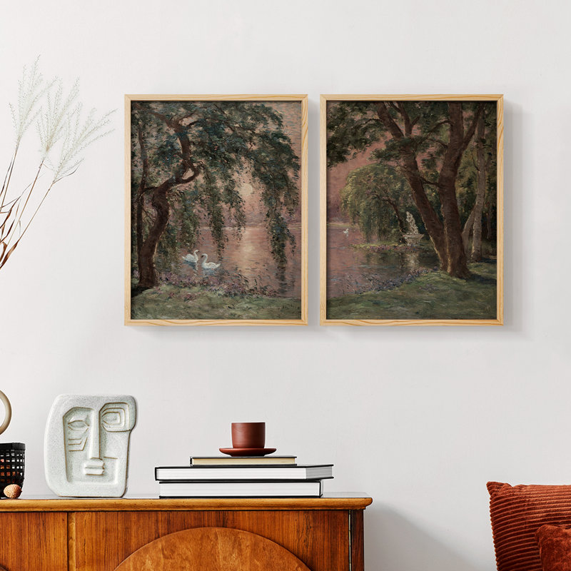 "Paysage rétro X" 2 - Pièces sur papier, H 14 po x l 22 po, Naturel