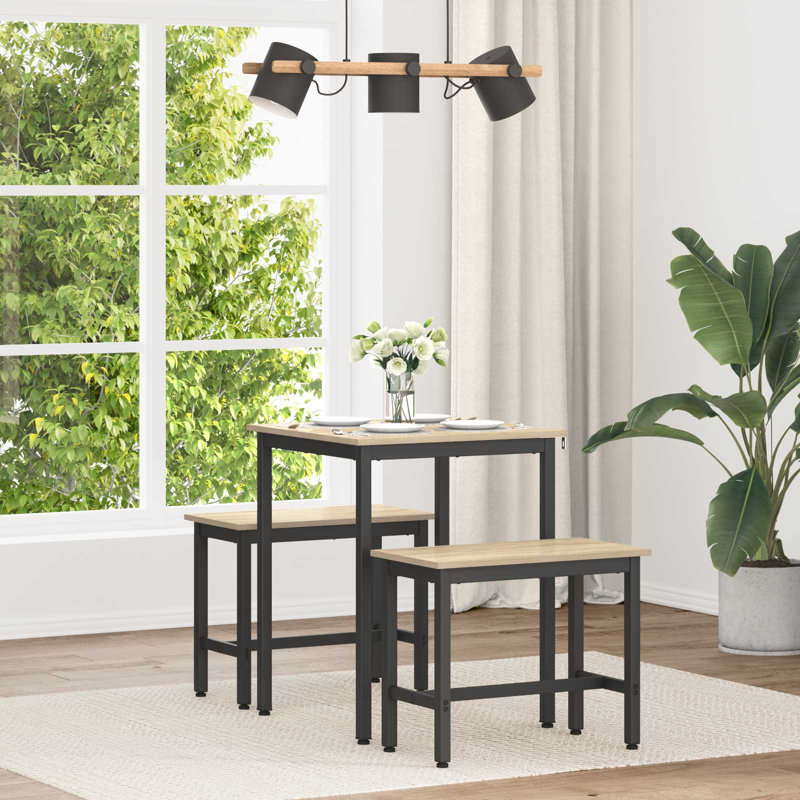 Metal Base Dining Table, Sonoma Oak