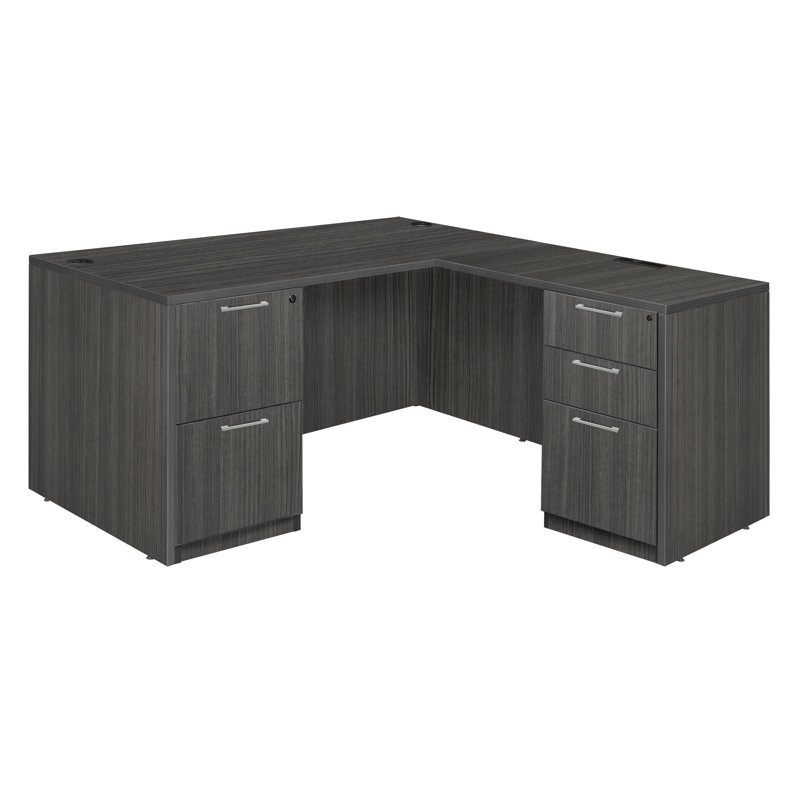 Bureau Regency Legacy L avec double caisson et tiroir, Gris cendre, H 29 po x l 60 po x P 65 po