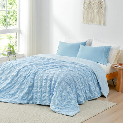 Édredon Seersucker Cooling - courtepointe estivale réversible pour les dormeurs chauds, tissu rafraîchissant Q-Max, réduit la température de la peau de 2 à 5 ° C, rembourrage en duvet synthétique, lavable en machine